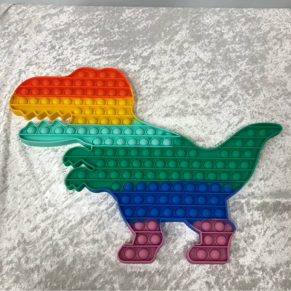 Jumbo Dinosaur Pop It T-Rex multi color rainbow toy - Picture 1 of 5